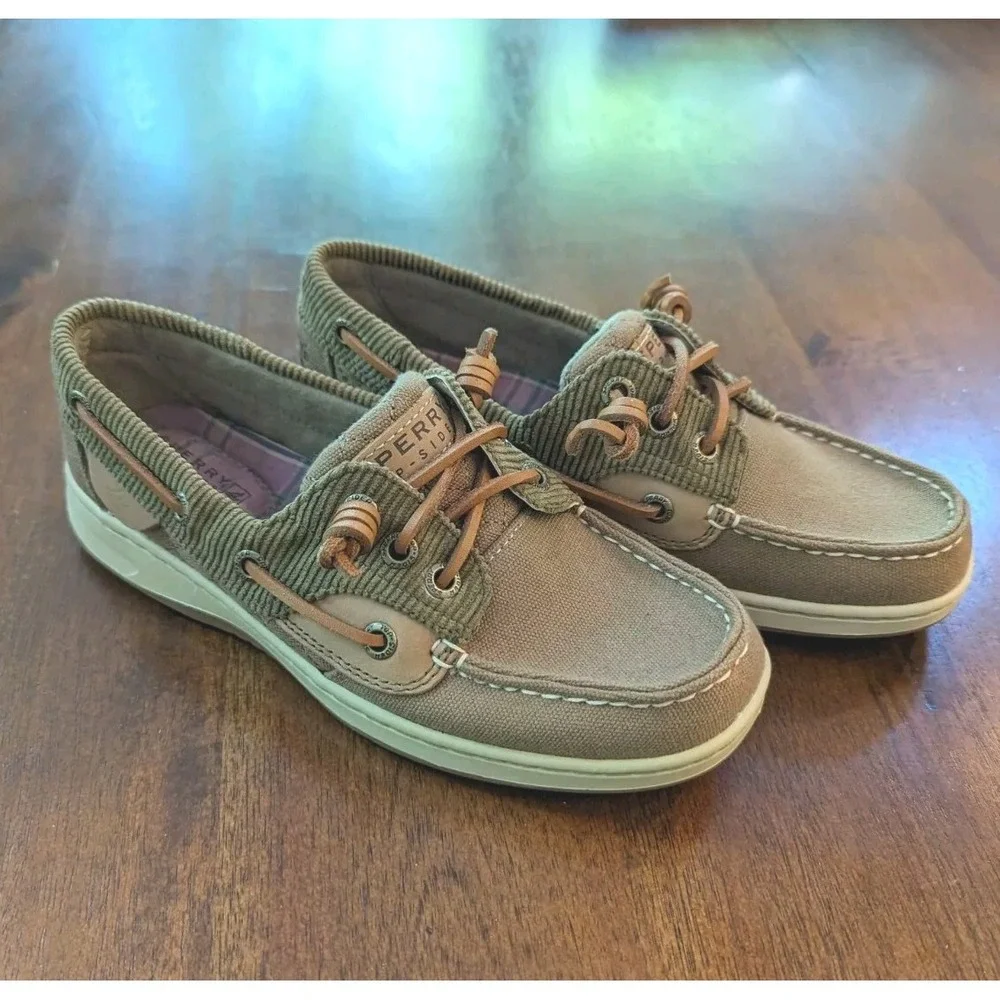 Sperry Top Sider Shoes Womens 5 M Boat Corduroy Brown Canvas Low Top STS90251